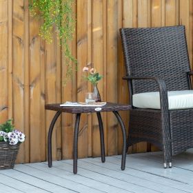 Outdoor PE Side Table (Option: Brown-480x480x110 mm)